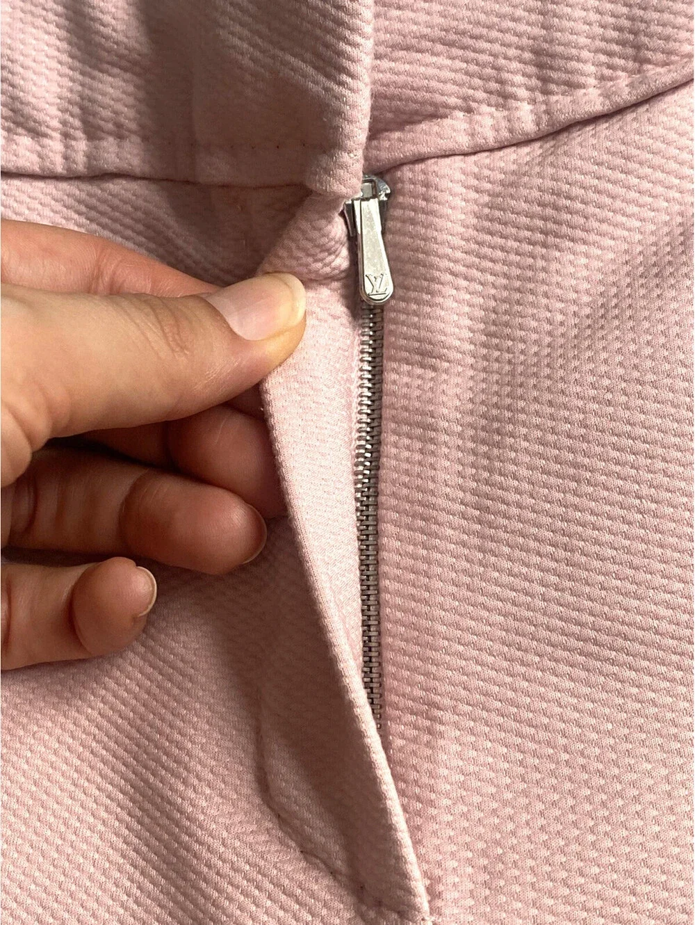 Vintage Louis Vuitton FR-36 Pink Cotton Textured Tailored Trousers Pants